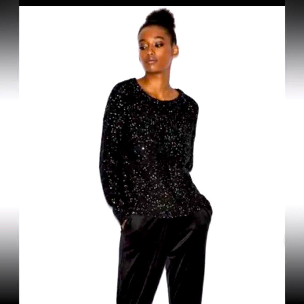 AX Armani Exchange Women's  Pullover Sweater Black  With Sequins Size M
